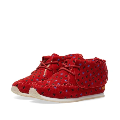 Akid Stone Plus Sign Suede Moccasin In Red