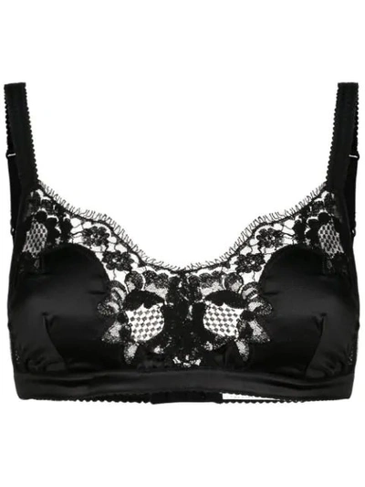 Dolce & Gabbana Lace-trim Satin Bra In Black