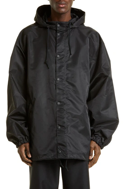 Balenciaga Tape Logo Graphic Windbreaker In Black