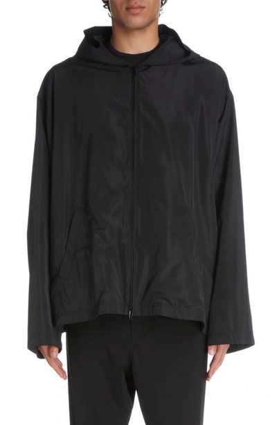 Balenciaga Logo Oversize Raincoat In Black
