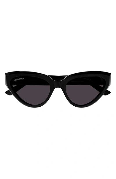 Balenciaga 56mm Cat Eye Sunglasses In Shiny Solid Black