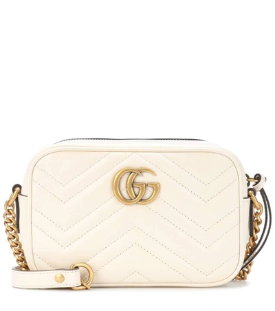 Gucci Gg Marmont Mini Leather Shoulder Bag In White