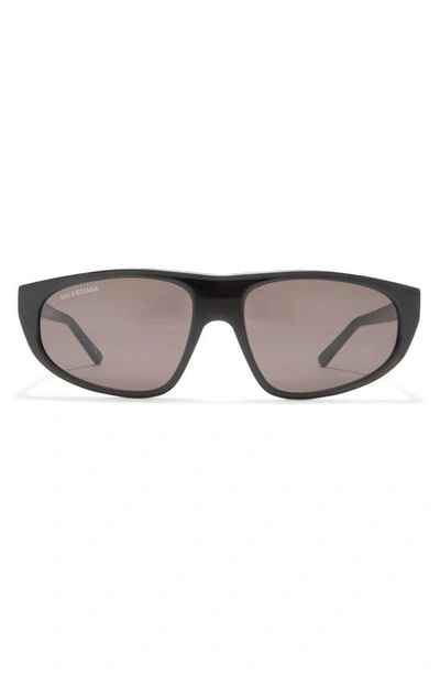 Balenciaga 60mm Rectangular Sunglasses In Shiny Black