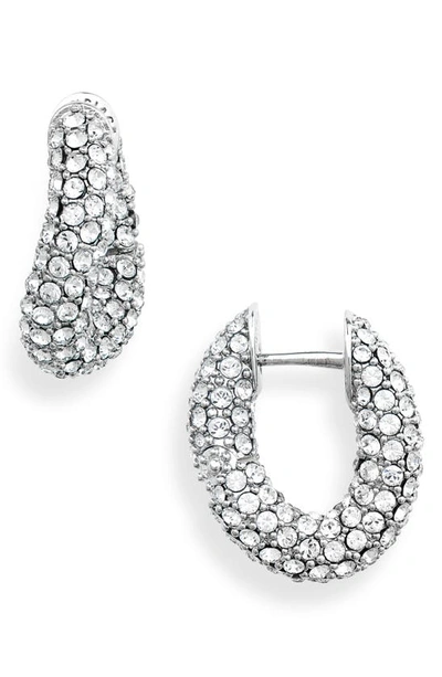 Balenciaga Crystal Hoop Earrings In Shiny Silver/ Crystal