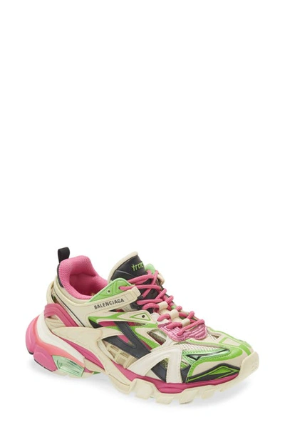 Balenciaga Track 2.0 Sneaker In Pink/ Green/ Ivory