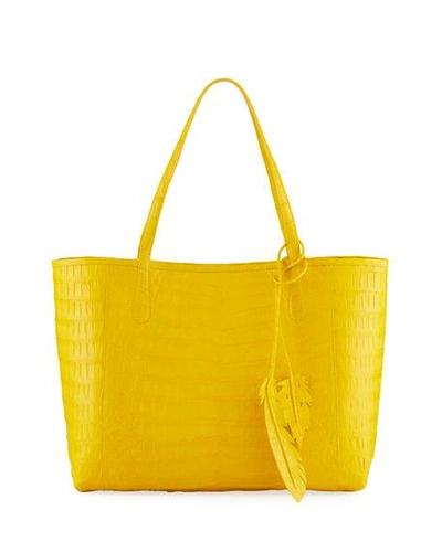 Nancy Gonzalez Erica New Crocodile Leaf Tote Bag In Yellow