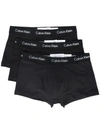 Calvin Klein 3-pack Stretch Cotton Low Rise Trunks In Black