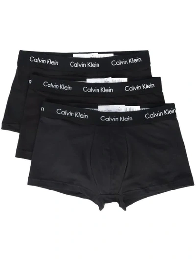 Calvin Klein 3-pack Stretch Cotton Low Rise Trunks In Black