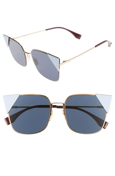 Fendi 55mm Tipped Cat Eye Sunglasses - Rose Metallic Gold