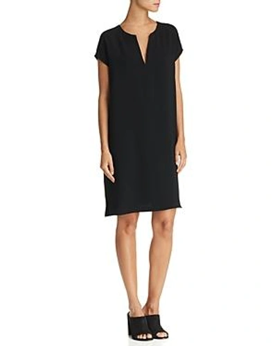 Theory Saturnina Split-neck Shift Dress In Black