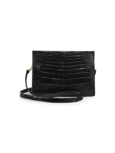 Nancy Gonzalez Crocodile Small Clutch Bag, Black Shiny