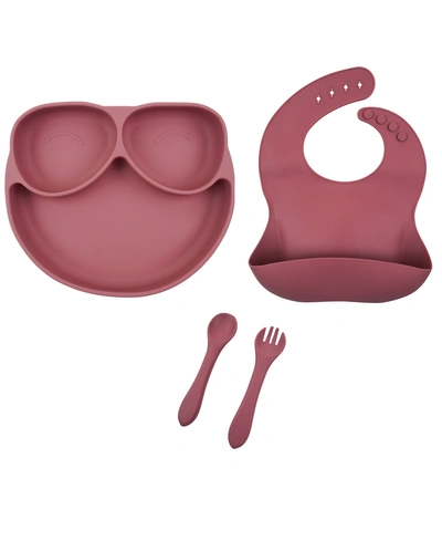 Tiny Teethers Designs Baby Girls Silicone Tableware, 4 Piece Set In Pink