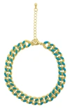 Adornia Enamel Curb Chain Bracelet In Blue