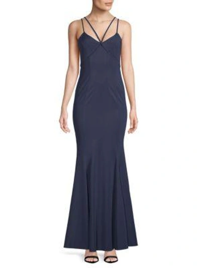 Zac Posen Violet Cutout Mermaid Gown In Navy