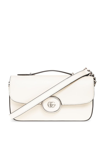 Gucci Foldover-top Leather Shoulder Bag In White