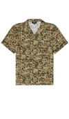 Apc Lloyd Short-sleeved Patterned Shirt In Kaki