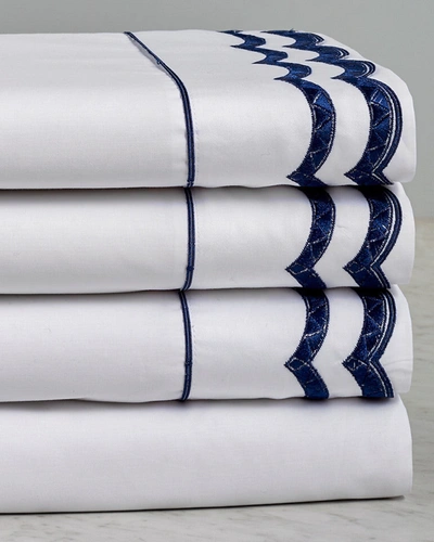 Maurizio Italy Double Scallop Sheet Set In White