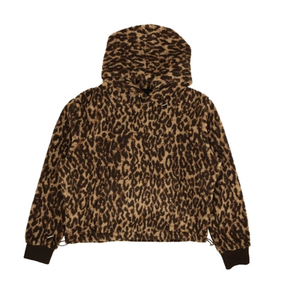 Amiri Brown Leopard Fleece Polar Hoodie