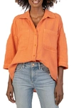 Kut From The Kloth Zuma Linen Blend Shirt In Terracotta