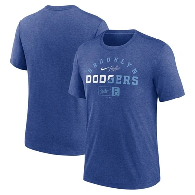 Nike Heather Royal Brooklyn Dodgers Rewind Review Slash Tri-blend T-shirt