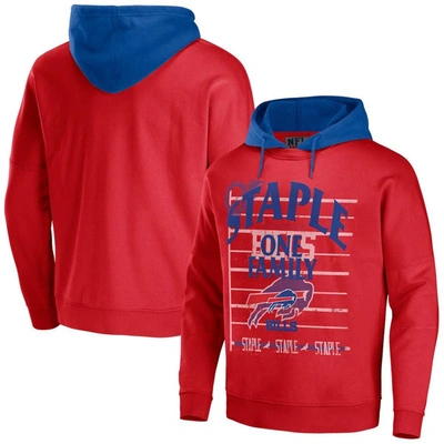 Staple Nfl X  Red Buffalo Bills Throwback Vintage Wash Pullover Hoodie