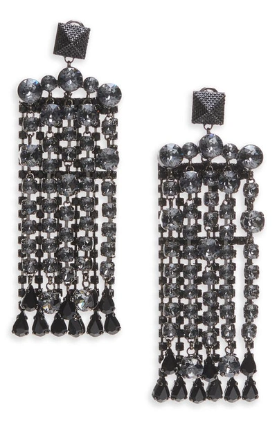 Valentino Garavani Rockstud Crystal Waterfall Pendant Earrings In Black