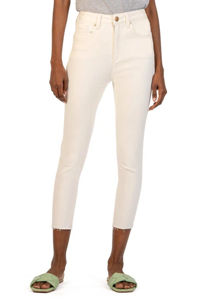 Kut From The Kloth Connie Fab Ab Raw Hem High Waist Crop Skinny Jeans In Ecru