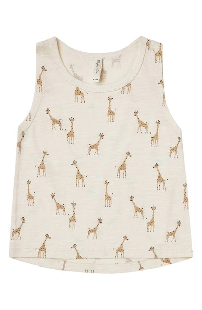 Rylee + Cru Babies' Giraffe Print Cotton Jersey Tank Top In Ivory