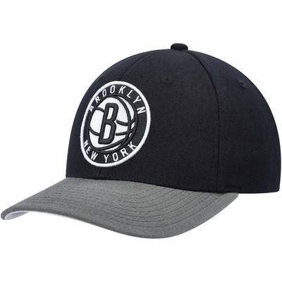 Mitchell & Ness Men's  Black, Gray Brooklyn Nets Mvp Team Two-tone 2.0 Stretch-snapback Hat In Black,gray