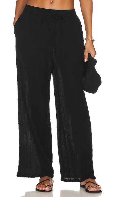 Vitamin A Costa Trouser In Black Organic Crinkle Cotton