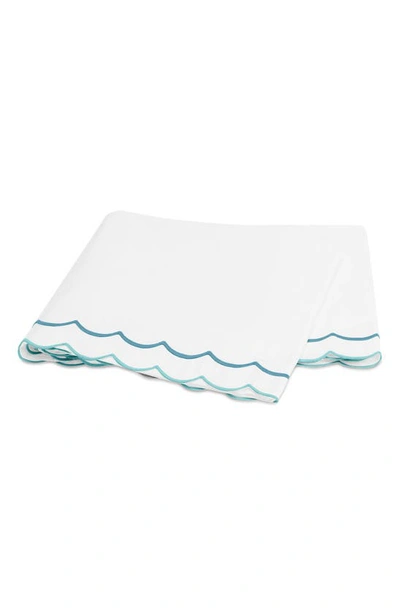 Matouk India Scallop 350 Thread Count Flat Sheet In Cerulean