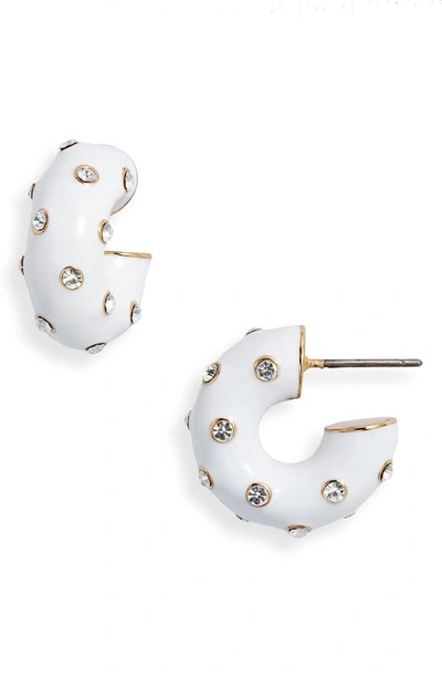 Roxanne Assoulin Twinkle Twinkle Gold-tone, Enamel And Cubic Zirconia Hoop Earrings In White