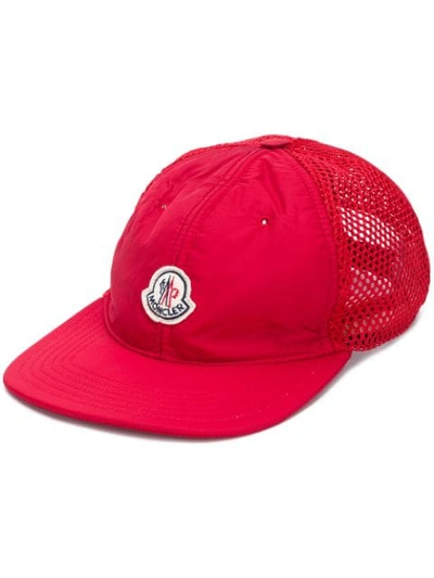 Moncler Logo Patch Trucker Cap In Red