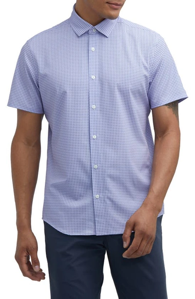 State Of Matter Phoenix Geo Print Short Sleeve Button-up Shirt In Lavender Floral Geo