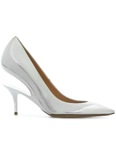 Maison Margiela Mirror Effect Eco Leather Pumps With Cut-out Heel In Silver