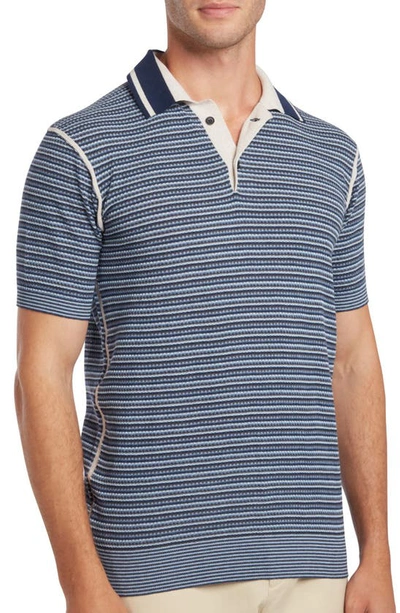 Ted Baker Mens Dk-blue Radwint Textured-stripe Cotton-blend Polo Shirt In Dark Blue