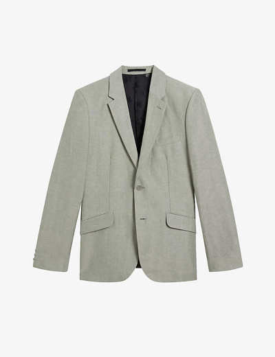 Ted Baker Mens Lt-green Lancej Slim-fit Single-breasted Linen-wool Blend Blazer