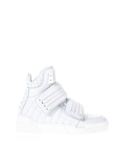Les Hommes White Laced Sneakers In Leather