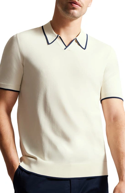 Ted Baker Mens Stone Open-neck Short-sleeved Stretch-cotton Polo Shirt