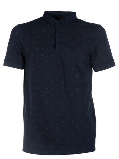 Armani Collezioni Scattered Logo Polo Shirt In 1510navy