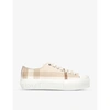 Burberry Womens Cream Comb Jack Vintage-check Cotton-leather Low-top Trainers