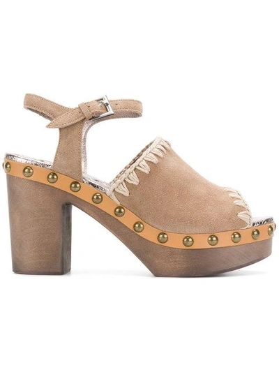 Mou Ankle Strap Clogs In Neutrals