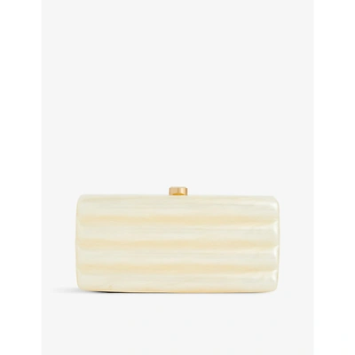 Cult Gaia Womens Ivory Enid Logo-embossed Pearlescent Acrylic Clutch