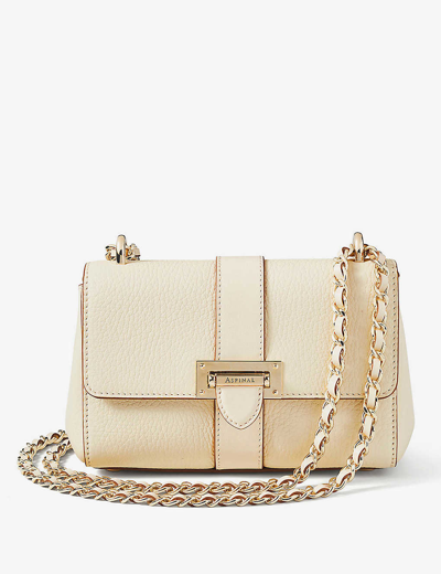 Aspinal Of London Womens Ivory Lottie Micro Grained-leather Shoulder Bag