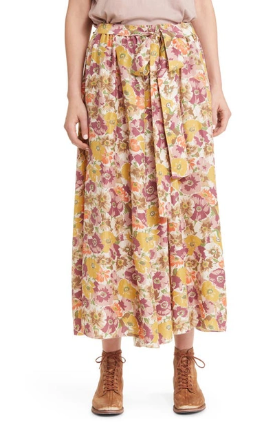 The Great The Papyrus Floral Midi Skirt In Golden Lilac Flower