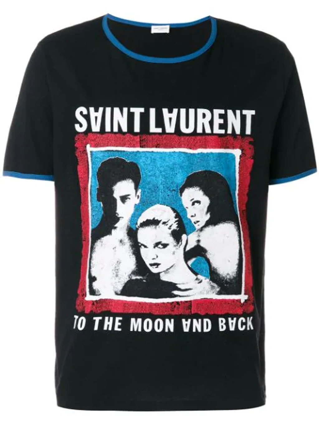 (訳あり)サンローラン2017 TシャツTo The Moon And Back Saint Laurent To The Moon And Back Ringer T In Blue | ModeSens