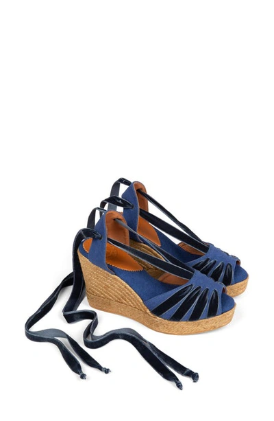 Penelope Chilvers High Sevillana Dali Espadrille Platform Wedge In Blue