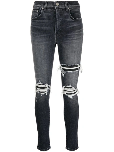 Amiri High-waist Distressed Skinny Jeans In Grey