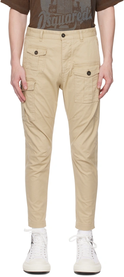 Dsquared2 Sexy Cargo Chino Pant In Beige