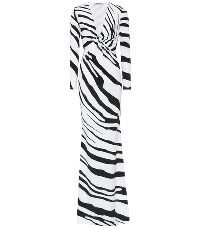 Roberto Cavalli Zebra-printed Stretch Jersey Gown In Multicoloured